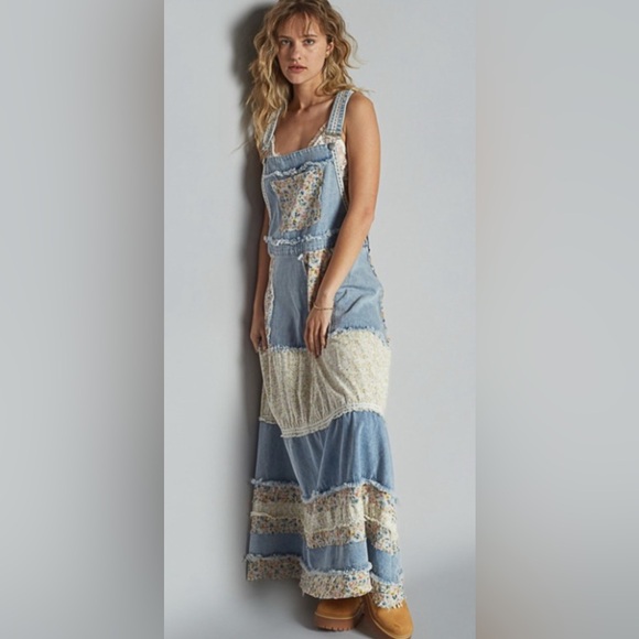 POL Pants - POL Vintage Patchwork Denim Maxi Dress